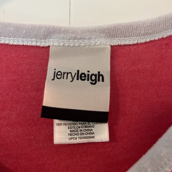 Jerry Leigh Size Large Junior "BLESSED" Jersey Shirt Red Long Sleeve V-Neck - Picture 5 of 8